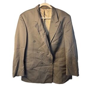 VTG Modesto Uomo Mens 44R Brown Wool Blazer Double Breasted Jacket Canada Formal